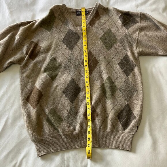 Fisherman Out of Ireland | 100% Pure Lambs Wool Argyle V-neck Sweater | Size: L - Picture 10 of 12